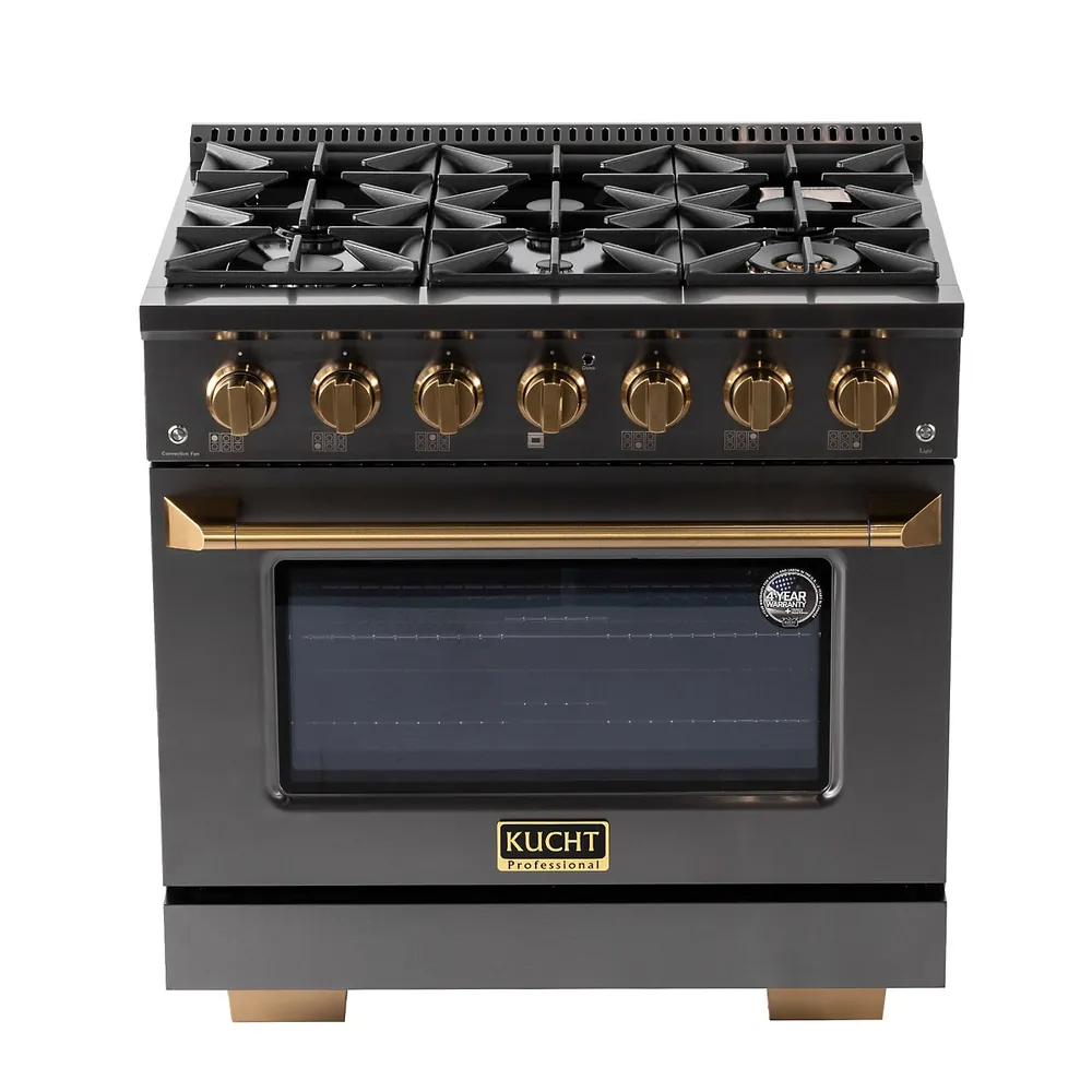 Gemstone Pro Style In. Cu. Ft. Natural Gas Range & Convection Oven in Titanium Stainless Steel