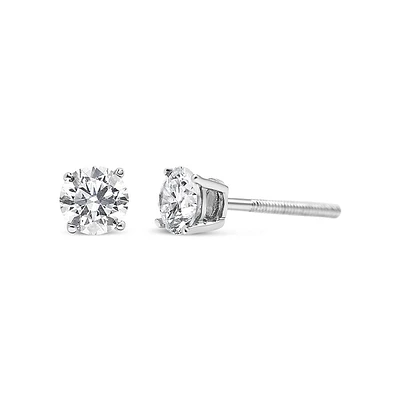 14k White Gold 1/2 Cttw 4-prong Set Lab Grown Solitaire Diamond Push Back Stud Earrings (f-g Color, Vs2-si1 Clarity)