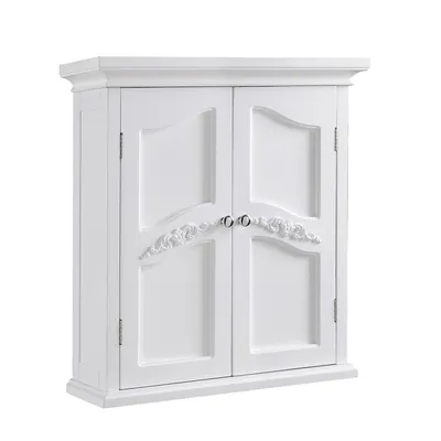 Teamson Home Wooden Bathroom Cabinet Wall Mounted Storage Solution 2 Doors White