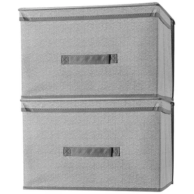2 Pack Storage Boxes with Lids & Handles, Foldable Fabric Cube Storage Bins