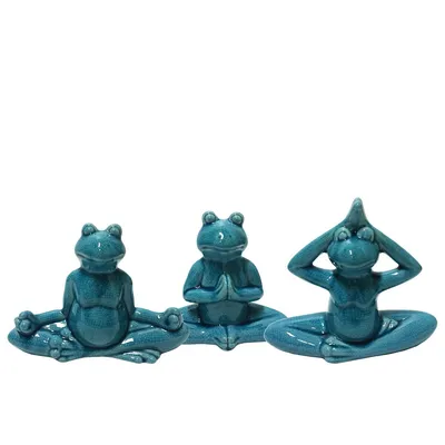Ceramic Meditating Frog Figurine In Assorted Yoga Position