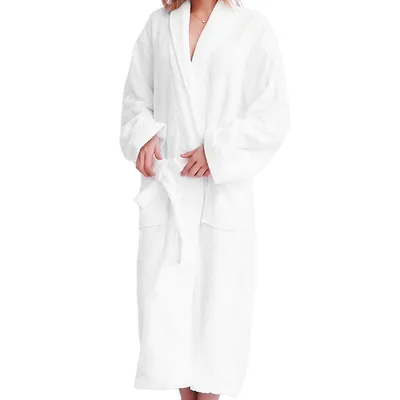 Bathrobe For Women And Men,100% Terry Cotton Soft Spa Robe, White