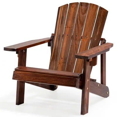 Kid's Adirondack Chair Patio Wood High Backrest Arm Rest 110 Lbs Capacity Coffee