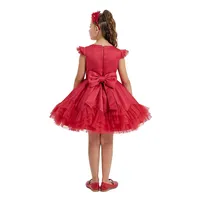 Girls Red Ruffled Tulle Dress