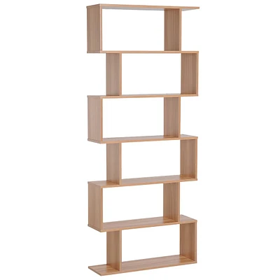 6-tiers Wooden Bookcase S Shaped