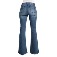 Women's Curvy Fit Blue Stretch Denim Midrise 20" Flare Jeans