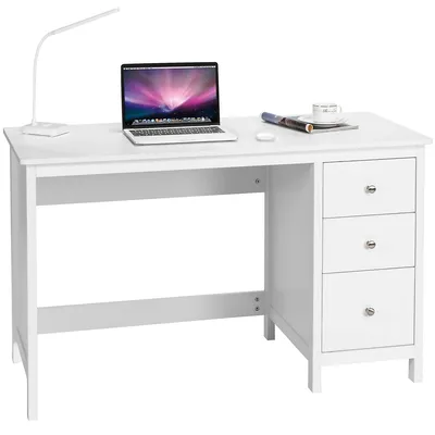 Computer Desk Study Writing Desk Home Office Workstation With 3 Drawers Whiteblack