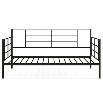 Twin Size Metal Daybed Heavy Duty Sofa Bed Frame Mattress Foundation Black