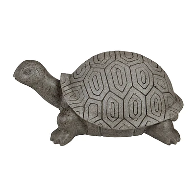 11.75" Polished Gray Turtle Outdoor Garden Statue