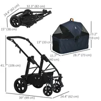 Dog Stroller With Detachable Carriage Bag For S Dogs,