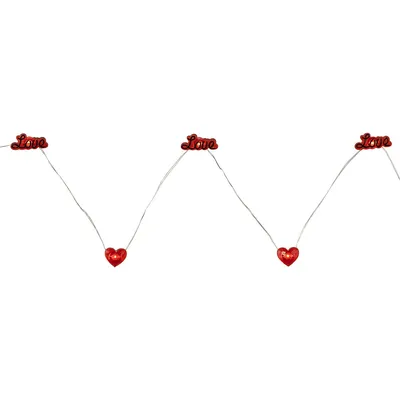 20-count Red Valentine's Day Love And Heart Led Fairy Lights, 6.25ft, Copper Wire