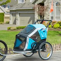 2-in-1 Pet Bike Trailer Dog Stroller With Safety Leash Wheel