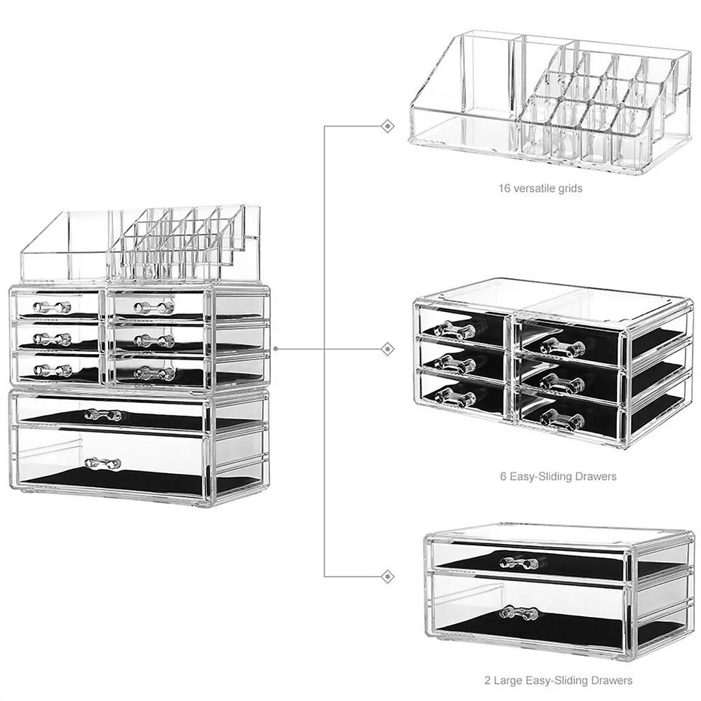 SortWise 8 Removable Drawers Cosmetic Storage Box Acrylic Jewelry Storage  Box