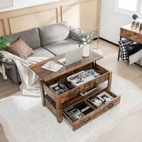 Lift Top Coffee Table With 2 Storage Drawers &hidden Compartment For Living Room