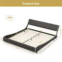 King/queen Upholstered Platform Bed Frame Low Profile Faux Leather Curved Headboard