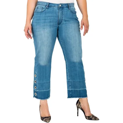 Plus Women's Wide Released Hem Cropped Premium Jeans