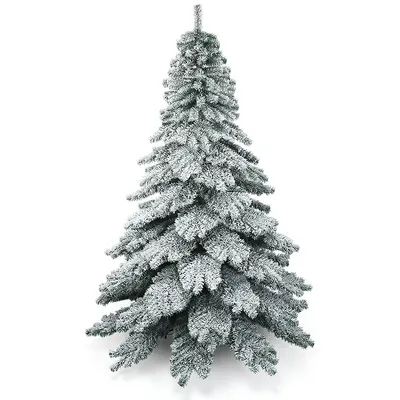 7.5 Ft Snow Flocked Artificial Christmas Tree Hinged Alaskan Pine Tree Holiday