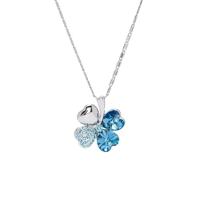 Aqua Heritage Precision Cut Crystal Clover Necklace