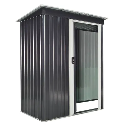 Outdoor Storage Shed W/ Sliding Door And Sloped Roof, Black