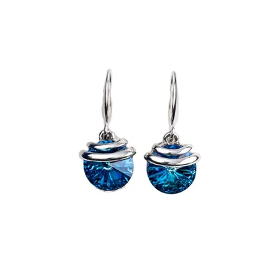 Bermuda Blue Spring Drop Earring With Heritage Precision Cut Crystals