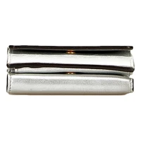 Roma Silver Metallic Calf Leather Micro Trifold Wallet
