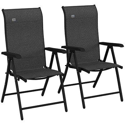 2pcs Outdoor Wicker Folding Chairs With Adjustable Backrest