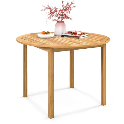 Patio Dining Table Acacia Wood Round Outdoor Bistro Table 4-person For Deck Lawn