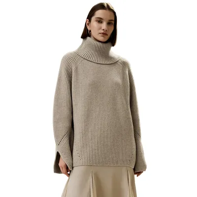 Oversized Merino Wool Sweater With Slit Sleeves
