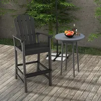 Outdoor Hdpe Bar Height Stool Patio Tall Chair Armrest Footrest All Weather