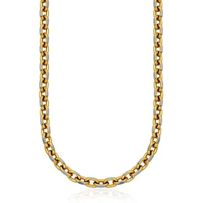 8mm Ionic-goldplated Stainless Steel Two Tone Matte Link Chain Necklace