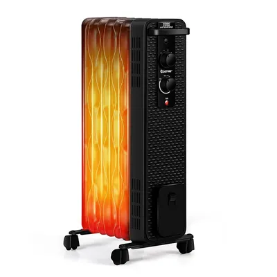 1500w Oil-filled Heater Portable Radiator Space W/ Adjustable Thermostat