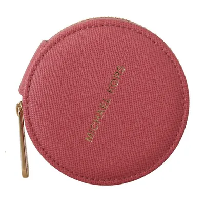 Pink Leather Zip Round Pouch Purse Storage Women's Wallet