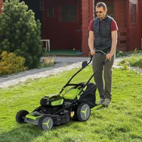 40v 18" Brushless Cordless Push Lawn Mower 4.0ah Batteries & 2 Charger (2 X 20v)