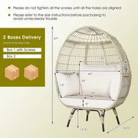 Patio Oversized Rattan Egg Chair Lounge Basket With 4 Cushions For Indoor Outdoor