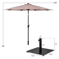 10ft Solar Lights Patio Umbrella Outdoor W/ 36 Lbs Steel Stand