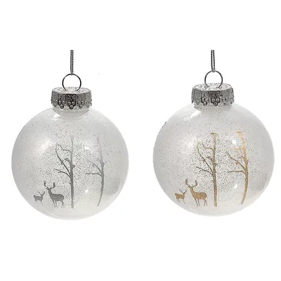 Velvet Ornaments With Silver Glitter (Asstd) (12/Disp) - Set of 12