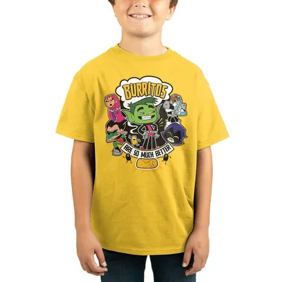 Teen Titans Go! Character Burritos Kids Yellow T-shirt