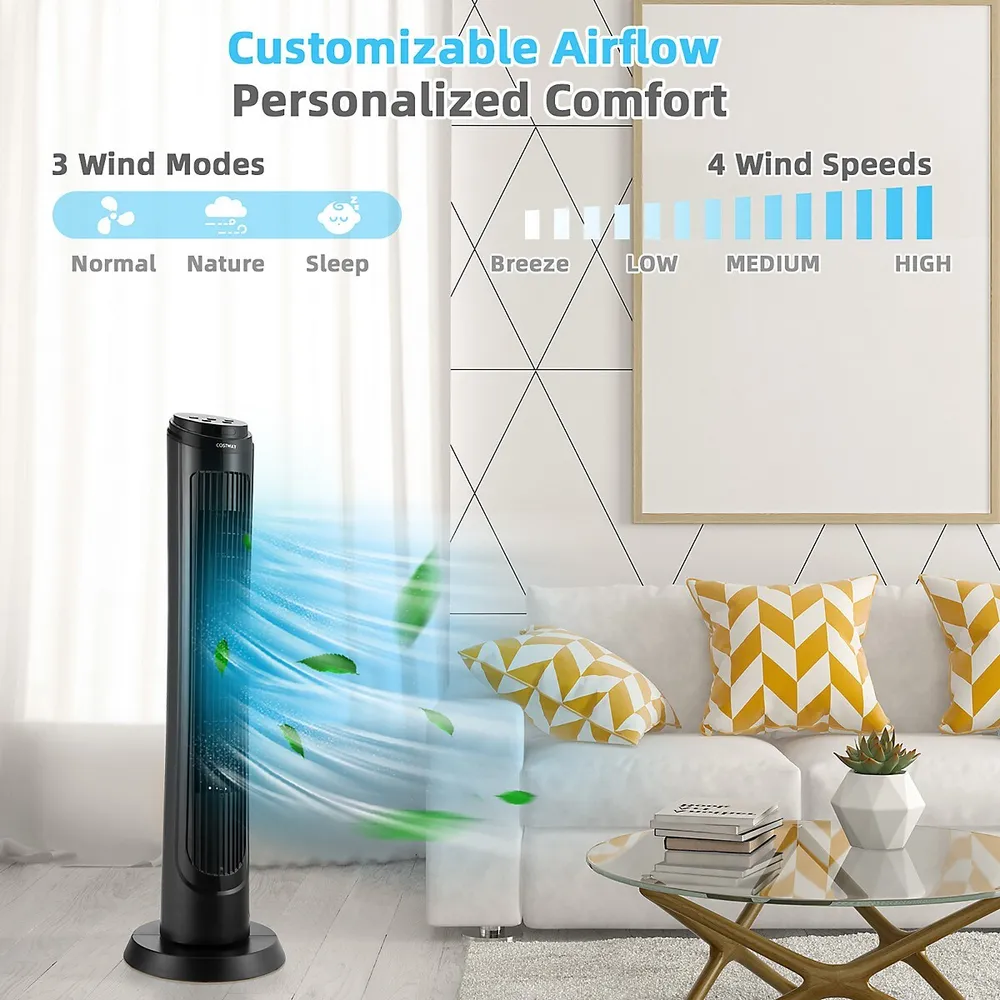 Costway 40tower Fan With Remote 75 Degree Oscillating Fan W/ 3 Wind Modes  u0026 4 Wind Speeds | Hillcrest Mall