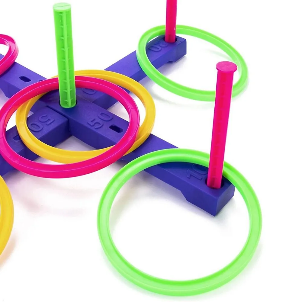Ring Toss Game, Indoor/outdoor Family Fun Ring Target For Kids 6 Rings 5 Pillar Target & 1 Stand