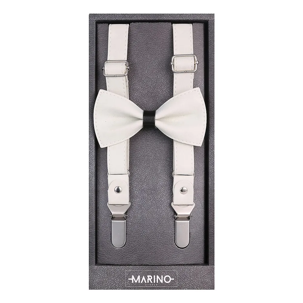 Mio Marino Suede Y-back Suspenders Bow Tie Set | Kingsway Mall