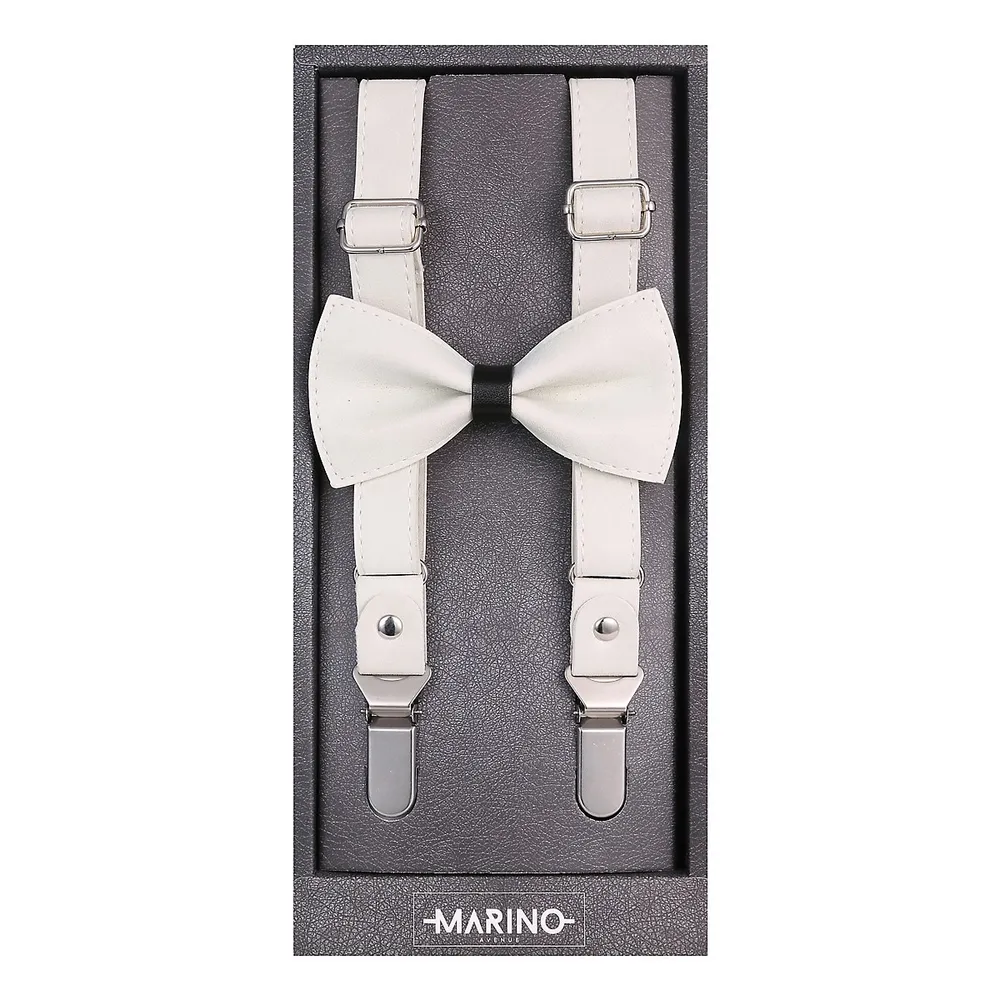 Mio Marino Suede Y-back Suspenders Bow Tie Set