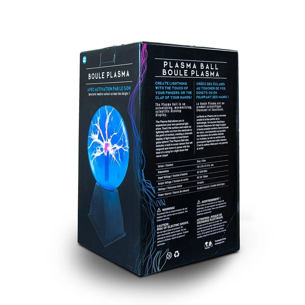 Plasma Ball, Tradeopia 8 Inch Touch & Sound Sensitive Plasma Globe, Blue Nebula Novelty Lamp