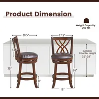 Set Of Swivel Bar Stools Height Dining Pub Chairs With Rubber Wood Legs