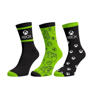 Xbox Logo Controller Adult Crew Socks 3 Pair Set