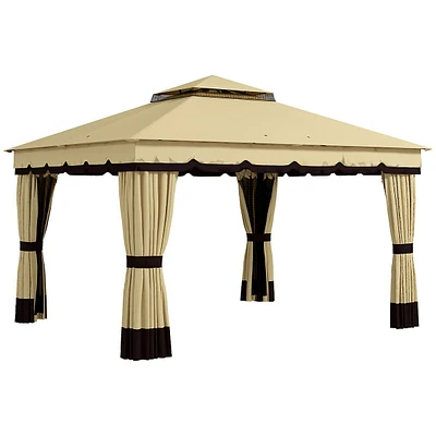10' X 12' Outdoor Patio Gazebo With Netting & Curtains