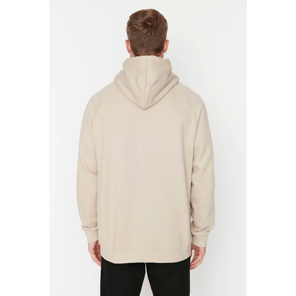 Male Basic Oversize Hood Knitted Sweatshirt