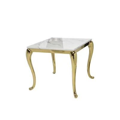 Modern Trends Marble Top Gold Frame End Table (24" X 24")