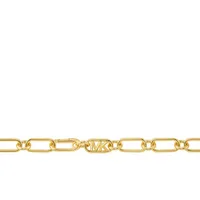 Women's Premium Mk Statement Link 14k Gold-plated Empire Chain Double Layer Necklace