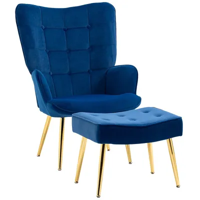 Modern Accent Chair With Ottoman Upholstered Armchair