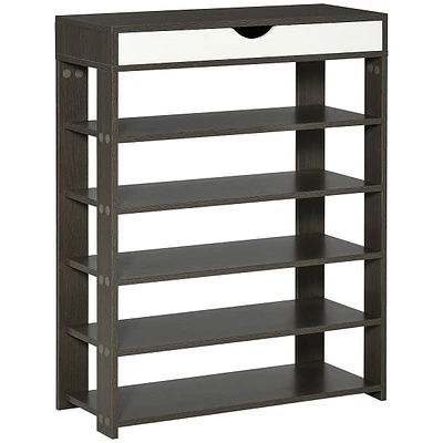 Shoe Rack With Drawer And 5 Open Shelves